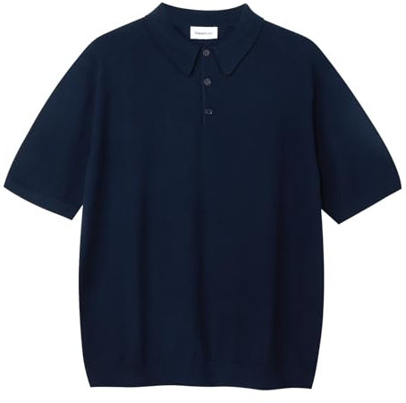 Diana Studio, Polo Rasata in Maglia - Uomo, 100% Cotone, Maniche corte, Casual Fit, Blue Navy, L