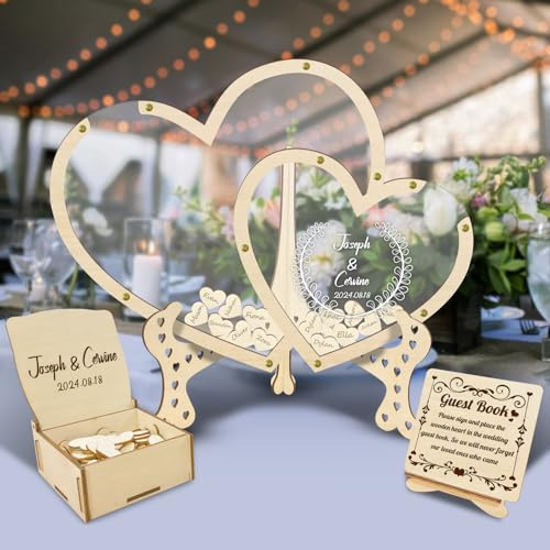 Personalizzazione del libro degli ospiti di nozze Matrimonio, cornice del libro degli ospiti con cuori per il ricevimento di nozze, cornice del segno di nozze, Decorazioni per cartelli di nozze