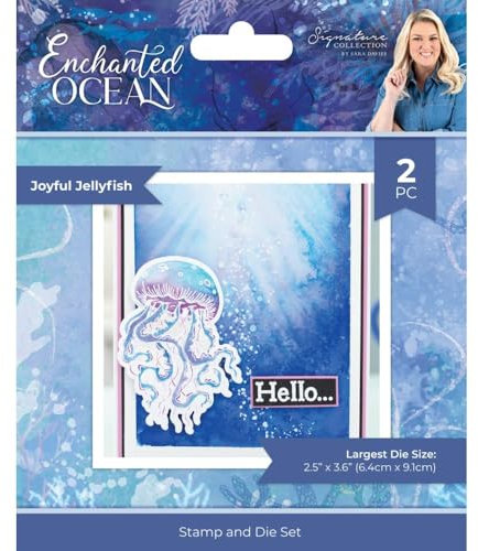 Crafters Companion Sara Signature Stempel und Metallschablone Enchanted Ocean, fröhliche Quallen