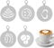5 Stück Edelstahl Kaffeeschablonen Cappuccino Barista Schablonen Kakao Dekorations Schablone Kaffeezubehör DIY Kunst Vorlagen Kaffee Cappuccino