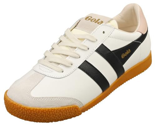 Gola Baskets Elan en cuir pour femme, Blanc/noir/rose craie, 41 EU