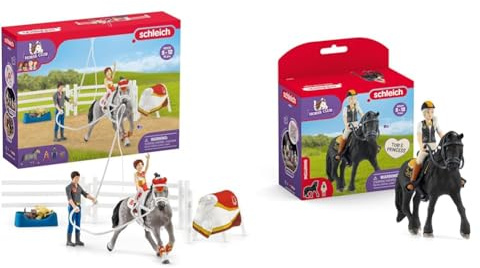 SCHLEICH 42443 Horse Club Mias Voltigier-Reitset & 42640 Horse Club Tori & Princess, ab 5 Jahren, Horse Club - Spielset, 11 Teile