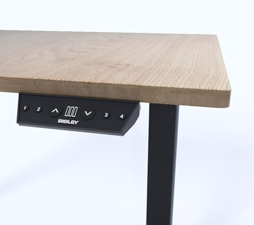 Bisley Home Tisch, Metall, Gestell 333 schwarz Platte 018 Kendal Eiche, Medium