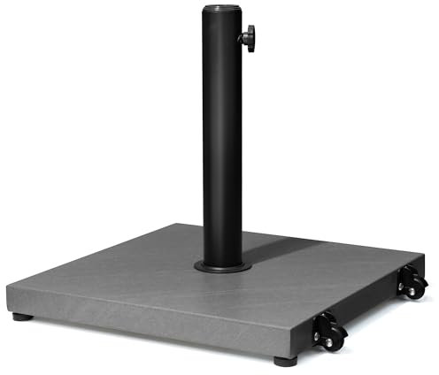 VredHom Patio Umbrella Base 40lbs Outdoor Umbrella Stand with Wheels, Heavy Duty Square Concrete Stand Market Umbrella, Gray