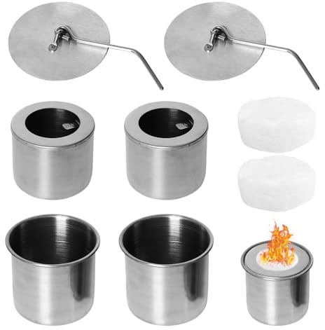 Lot de 2 chambres de combustion à l'éthanol, 2 + 2 + 2 + 2 - Pot de brûleur au bioéthanol, brûleur à l'éthanol pour chambre de combustion avec couvercle d'extincteur, kit de foyer de table au