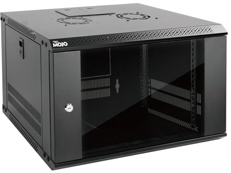 Tecmojo 6U 450mm Deep Wall Mount Server Cabinet IT Network Rack Enclosure, Lockable Door and Side Panels Black, Standard Glass Door, for 19” IT Equipment, A/V Devices, Flat Package