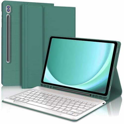 FOGARI Teclado Samsung Galaxy Tab S9 FE Plus/S9 FE+ 12.4'' 2023, España Ñ Teclado Bluetooth para Galaxy Tab S9 FE Plus/S9 FE+/S9+ 12.4, Verde Oscuro