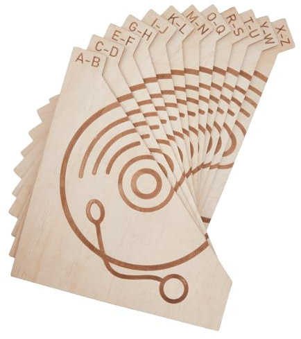 SUPERFINDINGS 1 set 12pcs Wooden A-Z Record Divider Record Sorting Label Board Vinyl Record, CD, Magazine Storage and Organization Tool Layered Compartment Divider