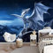 Papier Peint Panoramique Fantasy Dragon Montagnes Décoration Murale Moderne 350 x 256 cm Murale Salon D'Enfant Chambre à Coucher Maison Décoration Intérieure Bleu Foncé