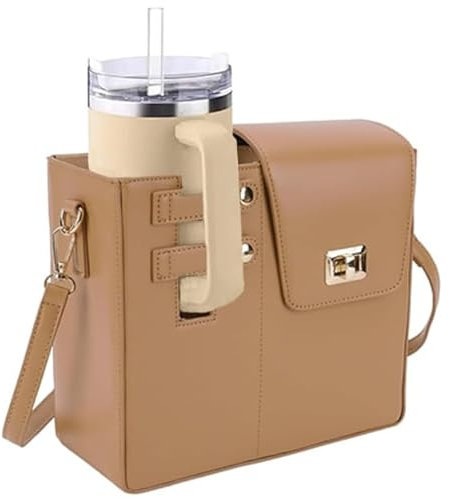 Stanley Purse Cup Holder Bag with Strap- Outdoor Portable Crossbody Water Bottle Storage Bag for Stanley Cup Tumbler 40 oz, Original-khaki
