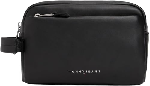TOMMY JEANS Herren TJM Linear Leather Washbag Am0am13692 Kulturbeutel, Black (Black)