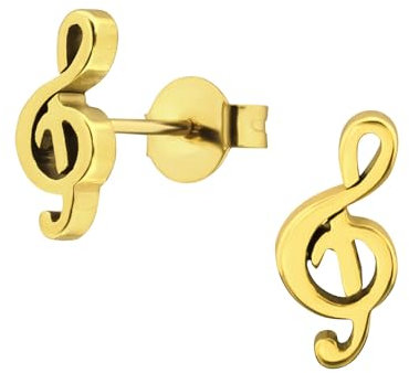 Monkimau Notenschlüssel Kinder Ohrringe Chirurgenstahl | Edelstahl Hypoallergen Kinderohrringe | Mädchen Schmuck Geschenk Geschenkidee