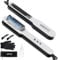 Hair Straightener Brush, Hydro-Ionic Ceramic Hair Straighteners and Straightening Brush 2-in-1 for Women, PTC Ceramic Hot Anti-Scald, Hydro-Ionic Emitter, 3 Temperature Settings, Fast Heating
