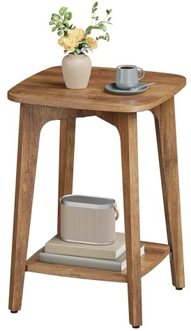 VASAGLE Beistelltisch, Couchtisch klein, Nachttisch mit unterer Ablage | Sofatisch eckig, kleiner Tisch, für kleine Räume, für Wohnzimmer Schlafzimmer, honigbraun, MAEZO Kollektion LET236K01
