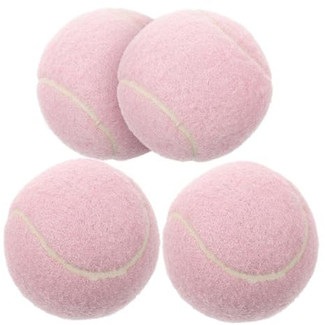 HANABASS Lot De 4 Balles De Tennis pour Débutants Entraînement Entraînement Tennis Caoutchouc Rose