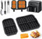 FYSL Lot de 2 inserts gaufrés pour Philips Dual Basket Airfryer 3000 6L/3L Tefal Ey9018, plaques gaufrées en silicone, friteuse à air chaud, accessoires avec spray d'huile, pinceau, pinces, moule à