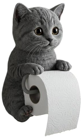 Porte-papier toilette en forme de chat 3D amusant, mignon et décoratif, support mural pour papier toilette, rangement mural pour salle de bain, cuisine, cadeau unique pour amoureux des chats (A)
