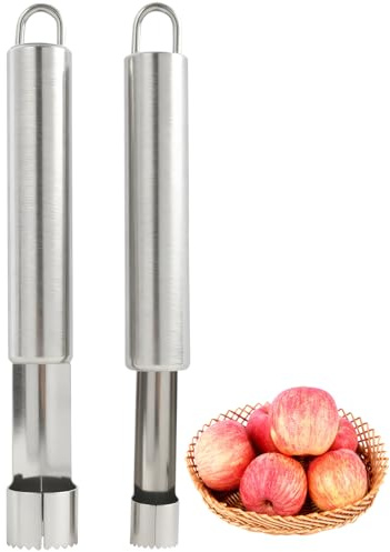 2 PCS Apfelentkerner & Apfelausstecher Edelstahl – 2 verschiedene Lochdurchmesser (1.4cm & 2cm), Kerngehäuse Ausstecher für Äpfel/Birnen