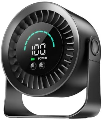 Refluxe Mini Tischventilator, Kleiner über USB Aufladbarer Leiser Ventilator, Kühlender Elektrischer Schreibtischventilator mit LED Digitalanzeige, um 360° Neigbar für Schlafzimmer, Büro und Zuhause