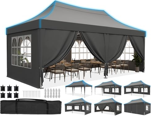 Quictent Faltpavillon 3x6m wasserdicht | Partyzelt, Pop-Up Pavillon, Gartenpavillon, stabil, mit Seitenwänden, UV-Schutz 50+, Tragetasche inkl, Stahlrahmen