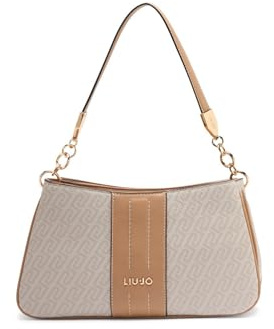 Liu Jo Schultertasche Häma, Natur/Dunkel, Polyester, 28 x 16 x 10,5 cm, mit verstellbarem Schultergurt und Innentasche
