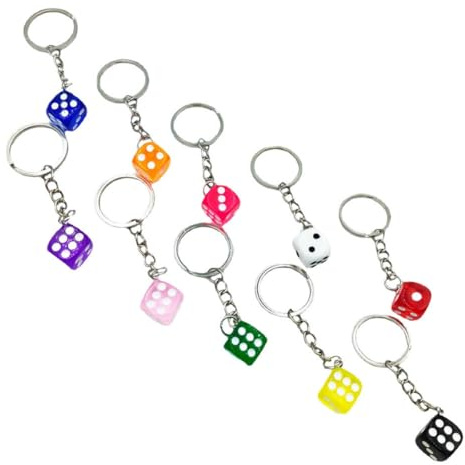 Dekorativer Würfelanhänger Edelstahl Kunststoff für Schlüsselidentifikation | Rucksack und Gepäck, als Zipper Pull Charm, 10 Stück für Sammler und Schüler