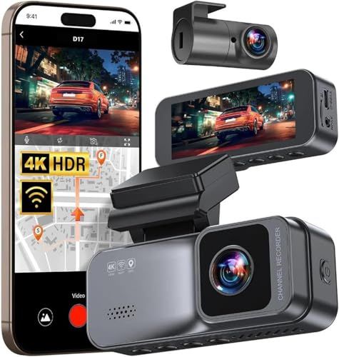 Dashcam Pro - 2026 New Front & Rear 4K Recorder with 170° Wide Angle, Night Vision, Parking Monitor & Easy Install (128GB)