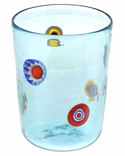 Glas Veneziano Murrine Millefiori Blau Murano Glasses Made in Italy