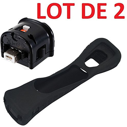 2 x Wii motion plus pour manette Wiimote Nintendo Wii + housse silicone - Noir