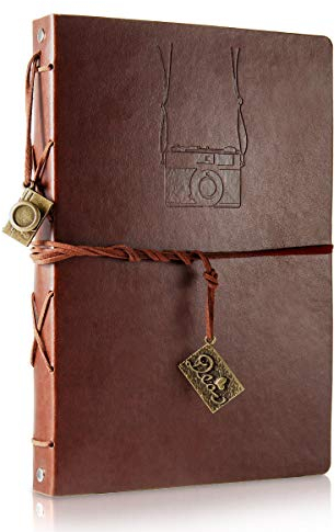 ThxMadam Leder Selbstgestalten Fotoalbum Scrapbook Album Foto Buch Vintage Hochzeit Gästebuch Fotobuch 60 Schwarze Seiten für Weihnachten Geburtstag Jahrestag Geschenk für Mann Freund Familien
