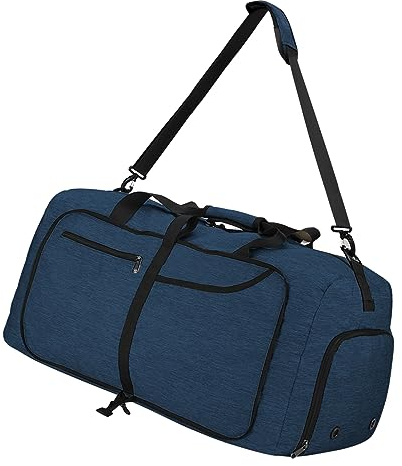 NEWHEY Reisetasche Groß 65L Faltbare Reisetaschen Leichte Sporttasche für männer mit Schuhfach für Weekender Herren Damen Duffel Taschen Blau