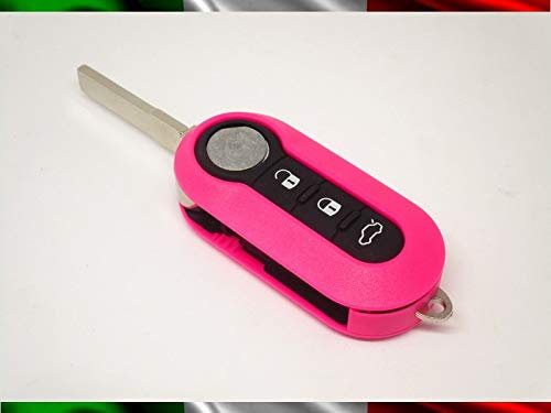 Cover Chiave Guscio Telecomando COMPATIBILE CON Fiat 500 Grande Punto Evo Bravo Panda 500L Lancia Y YPSILON MUSA Delta SCOCCA Telecomando Completo NO ELETTRONICA Rosa