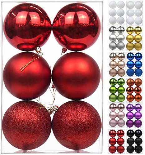 10CM Weihnachtsdeko Weihnachtskugeln, 6 Stücke Bruchsiche Christbaumkugeln Ornamente Weihnachtsbaumschmuck für Weihnachtsbaum Christbaumkugeln Weihnachtsdekoration Kugeln