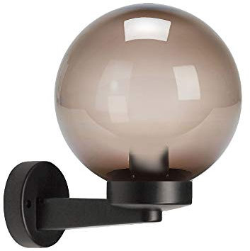 Velamp Applique da esterno con sfera fumé - Impermeabile (IP65) – Attacco lampadina grande E27 – Ideale per montaggio all’esterno