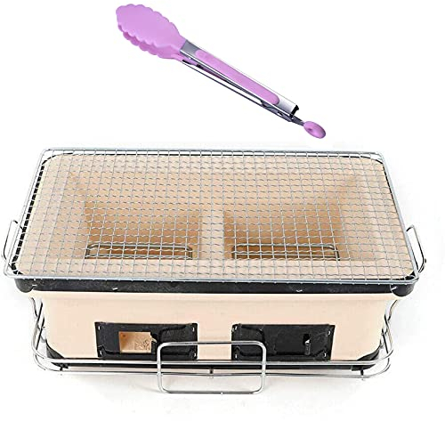 Hibachi Griglia A Carbone Stufa, Rettangolare Giapponese Argilla Ceramica Yakitori Barbecue Griglia A Carbone Portatile Ripiano Del Tavolo Fornello A Carbone Con Grate, in Piedi E Food Tong