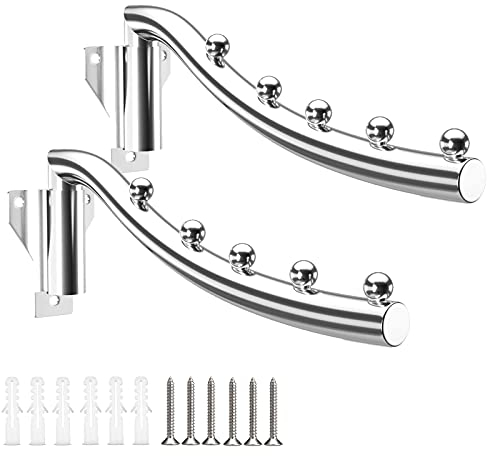 2 Stück 180° Drehbarer Edelstahl Kleiderhaken Klappbar Wand, 5 Haken Wandhalterung Kleiderlüfter Metall Garderoben Haken Schwingenarm Halter Wand Kleiderständer Kleiderhaken Wäscheraum Kleiderbügel