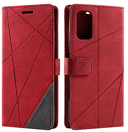 SONWO Coque pour Xiaomi Redmi Note 10 5G, Etui en Cuir PU Portefeuille Housse Fermeture Magnétique und Flip pour Xiaomi Redmi Note 10 5G, avec Fermeture Magnétique, Rouge