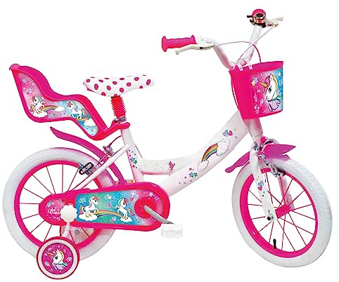 Mondo Toys - UNICORN Fahrrad -Kinder/Mädchen – Größe 14 Zoll – Rollen und Bremse vorne/hinten – 25590