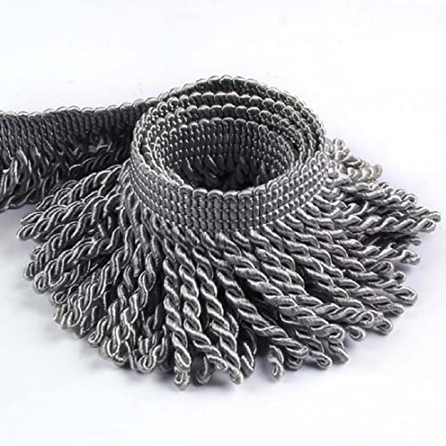 Yalulu Bullion Fransenborte, 3 Meter Polyester Metallisierte Fransen Bullion Fransenband Dekoborte für Vorhänge, Sofa, Handwerk & Dekoration (Silber)
