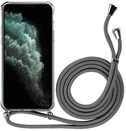 CoolGadget Handykette für iPhone 6 Plus Necklace [Kantenschutz] Handyhülle Zum Umhängen für iPhone 6S Plus Hülle mit Band in Grau