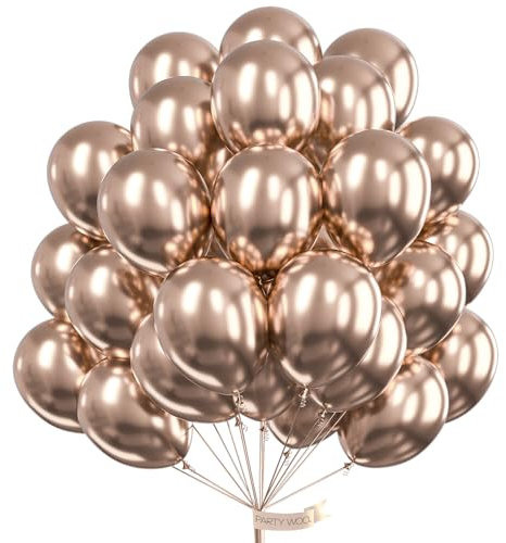 PartyWoo Metallic Rose Gold Balloons, 50 pcs 12 Inch Champagne Gold Metallic Balloons, Champagne Gold Balloons for Balloon Garland Balloon Arch as Birthday Party Decorations, Champagne Gold-G112