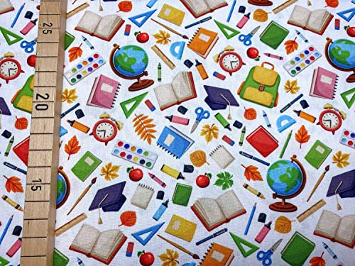 Stoff Schule - weiß - 12,00 EUR/m - 100% Baumwolle - Patchwork
