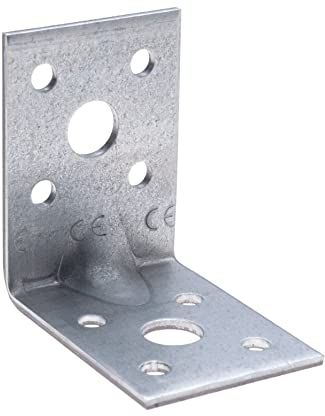 Eckwinkel, 90 mm, verstärkt, Winkel, robust, aus Stahl, Befestigung in L-Form, 50 x 50 x 35 x 2,5 mm, Zink-Finish, für Holzschränke, Möbelregalhalter (10 Stück)