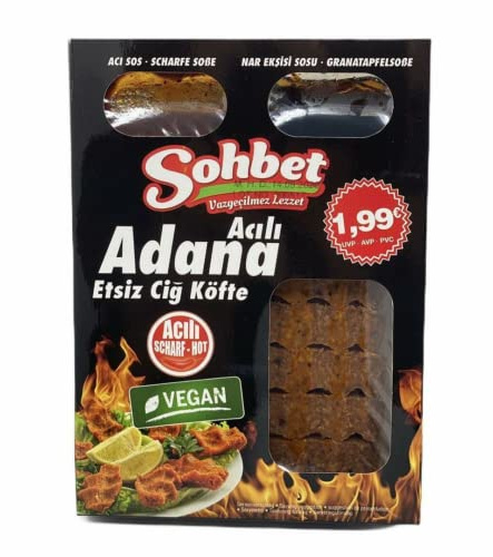 Acili Adana Çiğ Köfte | Extra Spicy Turkish Vegan Meatballs x 10 Pack | Authentic Turkish Street Food | Ready-to-Eat Plant-Based Köfte | Halal, Vegan & High Protein