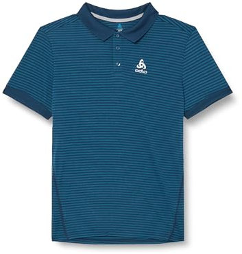 Odlo Herren Polo Shirt Nikko Dry, Saxony Blue - Blue Wing Teal Stripes, L