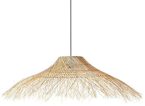 MAKIVI Suspension en rotin lustre fait à la main chapeau de paille abat-jour tissage en osier plafond suspendu lumière Vintage paille en osier suspension pour salle à manger salon Marriage