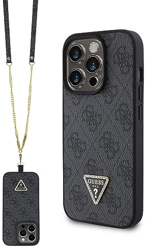 Guess GUHCP15LP4TDSCPK Hülle für iPhone 15 Pro 6.1 Schwarz hardcase Crossbody 4G Metal Logo