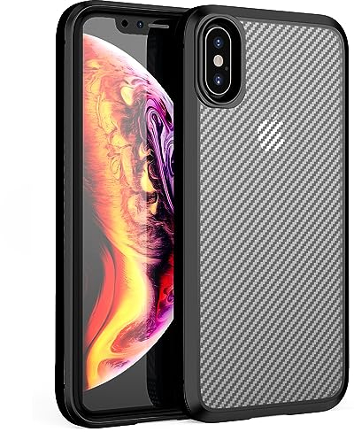 TEOPHA iPhone XS Case - Carbon Fiber, Anti-drop, Anti-shock, Translucent Cover for iPhone XS/X Black