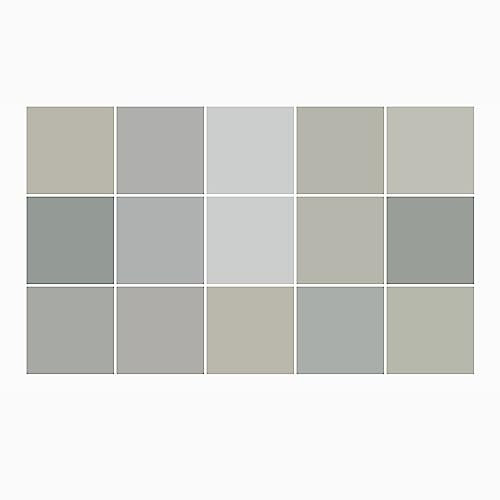Ulticool Adesivi decorativi per piastrelle, adesivi da parete, colore grigio, 15 x 15 cm, 15 pezzi, adesivi per piastrelle, parete del bagno, parete della cucina