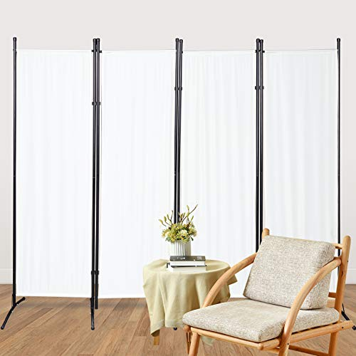 Cecaylie Paravent Raumteiler Groß Garten Stellwand Trennwand Balkon Sichtschutz, 4 Teilig, blickdichter Faltbar Paravent für Büros, Balkon - Beige(200x170cm)